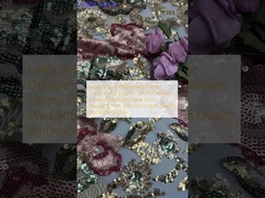 Stoffa ricamata da pacco a foglia durevole ed elegante colorata Pacco a pacco ricamato lussuoso tessuto di pizzo Festa di nozze Occasioni tessuto ricamato di alta qualità