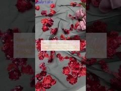 Nuova collezione Red Sequin ricamato tessuto di pizzo 3D floreale elegante tessuto di ricamo di nozze