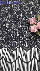Frange lunghe Fiori Modello Nero Colore di alta qualità Larghezza completa Tessuto di pizzo a corda per donne Fashin 140cm Larghezza
