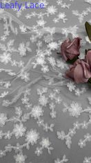 Bianco Color Fiorale 3D Laser Out Ricamo 3d Tessuto Rosa By The Yard Tessuto a tutta larghezza per abito femminile