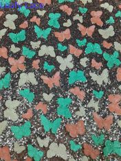 Farfalla colorata di alta qualità Soft Sequin Tessuto ricamato Pattern Piece Dye Mesh Ground Per abito di moda