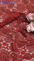 Di alta qualità colore rosso con filo di lucentezza floreale con bordello di pizzo tessuto da giardino abito per la moda