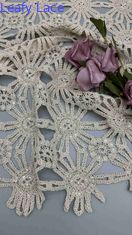 Vendita calda 100% cotone bianco ricamo con perline di larghezza completa tessuto per festa abito per la moda