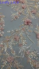 Stupefacente 3D Flower Sequin ricamato mesh tessuto 3D perline ricamo