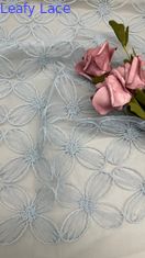 100% Nylon Full Width Light Blue Color Tulle Mesh Embroidery Fabric Sostenibile