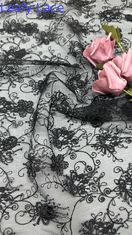 Legno nero pizzo resistente ed elegante ricamo fiore lussuoso 100% maglia ricamo tessuto pizzo tessuto matrimonio occasione di compleanno bellissimo vestito