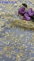 Giallo Ricamo durevole ed elegante Ricamo di fiori lussuoso Tessuto pizzo tessuto matrimonio occasioni di compleanno
