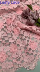 Ricamo a piastrelle rosa di foglie Elegante e duraturo Maglieria a maglia lussuosa Ricamo a tessuto di pizzo Tessuto per matrimoni, feste di compleanno Occasioni Sequin tessuto a piastrelle con perline