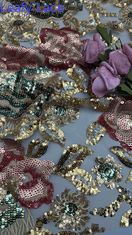 Tessuto di ricamo a foglie di pacco di seta durevole ed elegante colorato ricamo a pacco di seta pizzo