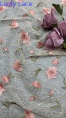 Fabbrica di ricami a foglia, pizzo, tessuto floreale, elegante, 100% cotone per abito