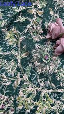 Ricamo personalizzato tessuto di pizzo elegante 3D floral ricamato lussuoso 100% cotone