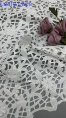 Tessuto di pizzo a spillo di crochet bianca biancheria ricamata tessuto di pizzo a foglia lusso occasione tessuto da matrimonio