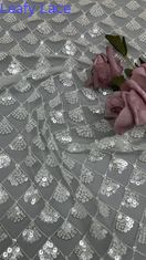 Tessuto a foglia 3D da fiore Sequin Elegante Tessuto a maglia di pizzo di lusso Occasione Tissu serale
