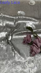 Stoffa di ricamo di lusso per pacco da sera, pizzo lucente, 100% poliestere, stoffa per occasioni.