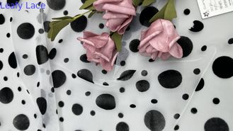 Printed Lace Fabric Spotted Patten Mesh Ground For Gowns Breathe High Quality Design