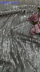 Tessuto con frange e paillettes, elegante e brillante, lussuoso per ragazze e accessori fatti a mano