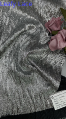 Tessuto in pizzo metallico color argento Cobra per abiti da sera, feste e matrimoni di lusso