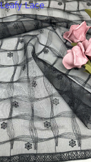 Magliette di lusso ricamate a maglia di pizzo di Tulle morbido con delicati punti floreali per eleganti abiti da sera