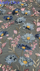 3D Floral Sequin Pane Tissu ricamato lussuoso di alta qualità per abiti da festa abiti