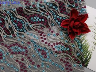 Tessuto di lusso floreale colorato a 49 pollici del pizzo 3D per i vestiti femminili