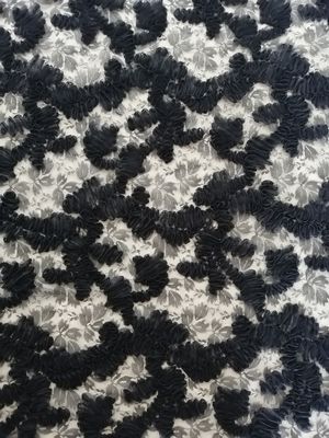 Tessuto floreale nero del vestito da sera del tessuto del ricamo di applique del pizzo