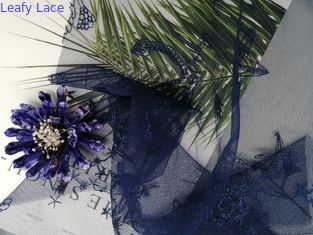 Gli animali di mare della marina hanno ricamato il tessuto del pizzo di Mesh Lace Fabric Wedding Gown