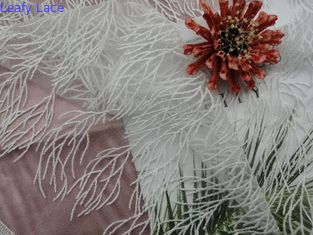 Tessuto legato con corde del pizzo di nozze di bianco del tessuto del pizzo del ricamo
