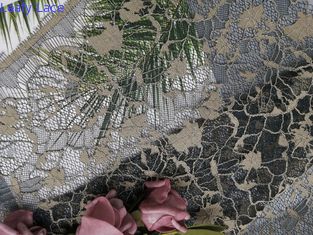 142CM riciclato 2 colori Tone Green Corded Lace Fabric