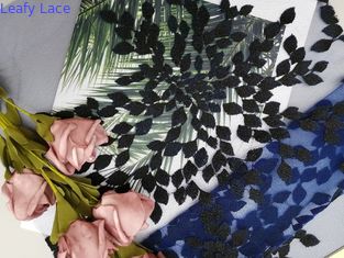 Tessuto floreale blu reale grazioso del pizzo del ricamo 3D per il vestito dalla bambina