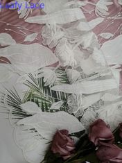 Il laser bianco ha tagliato il tessuto del pizzo del Cutwork del ricamo di applique di Tulle