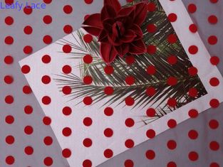Grande Polka rossa Dot Tulle Flocked Mesh Fabric
