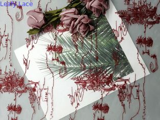 Tulle Mesh Red Embroidered Lace Fabric per il vestito dalla ragazza