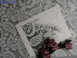 Tessuto nuziale bianco francese leggero del pizzo di Chantilly Paisley