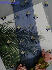 Lo scintillio affollato metallico blu reale Tulle Mesh Foil del pizzo ha stampato il tessuto