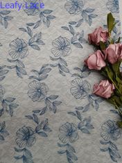 Il voile blu ha ricamato la maglia floreale di Tulle del tessuto del pizzo