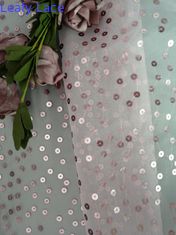 Lo zecchino trasparente rosa ha ricamato l'organza Tulle del tessuto per abito