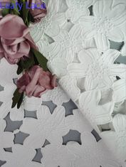 Il laser ha tagliato il tessuto che del pizzo il cotone bianco puro ha ricamato il tessuto dell'occhiello
