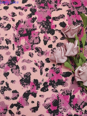 Oeko Tex 100 Approved Leafy Printed Lace Fabric Complete Nylon Mesh Lining