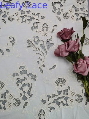 100% Cotton Embroidered Eyelet Fabric Laser Cut 3D Embroidery Patch By Leafy