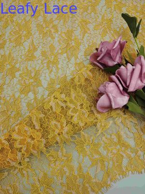 Floral Pattern Golden Metallic Lace Fabric