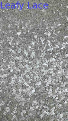 51 Inch Ivory Color High Quality Circular Bead Sequin Netting Embroidery Lace Dress Fabric For Evening Dress