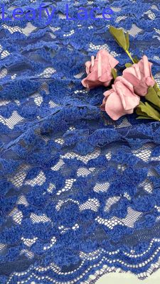 Light Blue Color Chenille Yarn Floral Scalloped Edge Lace Fabric By The Yard Dress For Fashion