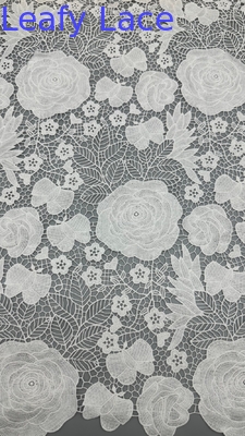 Delicate White Embroidered Lace Fabric for Stunning Garments and Home Decor