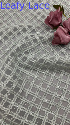 Leafy Plaid Embroidery Durable And Elegant  Luxary Knit Embroidery Fabric Lace Fabric Wedding Birthday Occasions Sequin Plaid Fabric