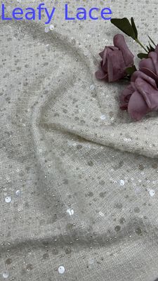 Beautiful Sequin Lace Fabric Lustre Embroidered Lace Fabric Leafy High Quality