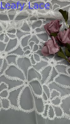 Flocked Mesh Fabric Lace Style Metallic for Gowns Breathe Party