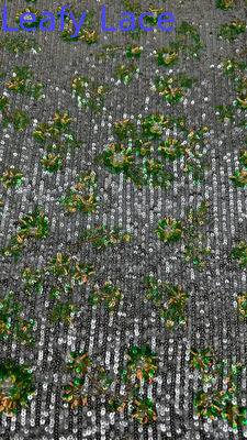 Green And White Sequin Embroidered Fabric Lace Fabric New Collections for Garments Gowns
