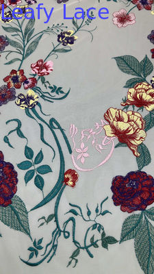 Embroidered Lace On Nude Mesh Romantic And Delicate Fabric For Spring Gala Gowns