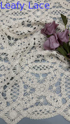 High Quality Leafy Corded Lace Fabric 100% Cotton Circle for Evening Dresses Clothing