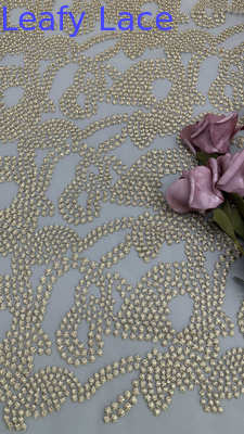 Leafy Lace Metallic Corded Lace Fabric for Wedding Dresses